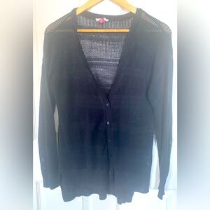 Cardigan Sweater - Black - Button Front XL